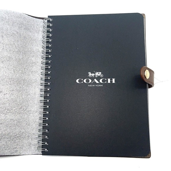 Coach Notebook & Pencil Case Set Signature Canvas Leather Khaki Brown Snap Zip - Picture 5 of 9